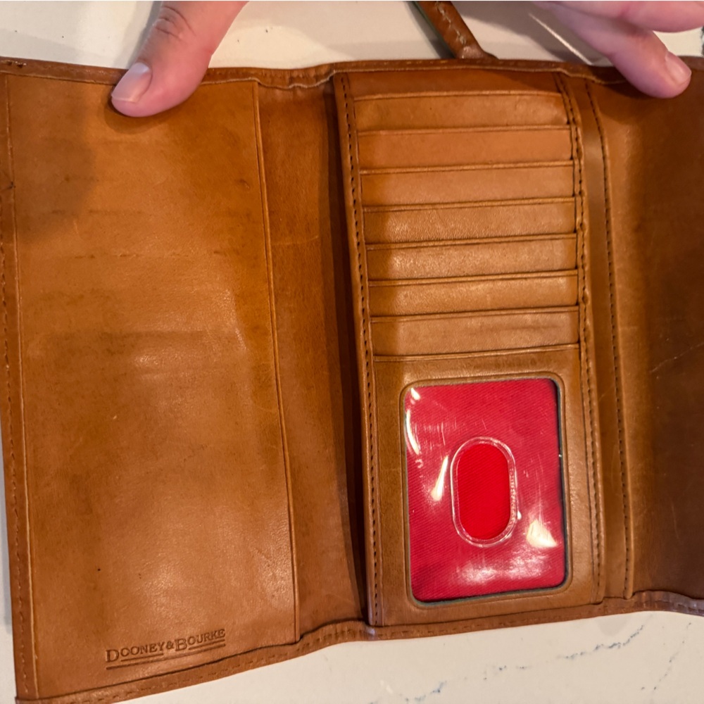 Dooney & Bourke Brown Leather Wallet with Red ID Window